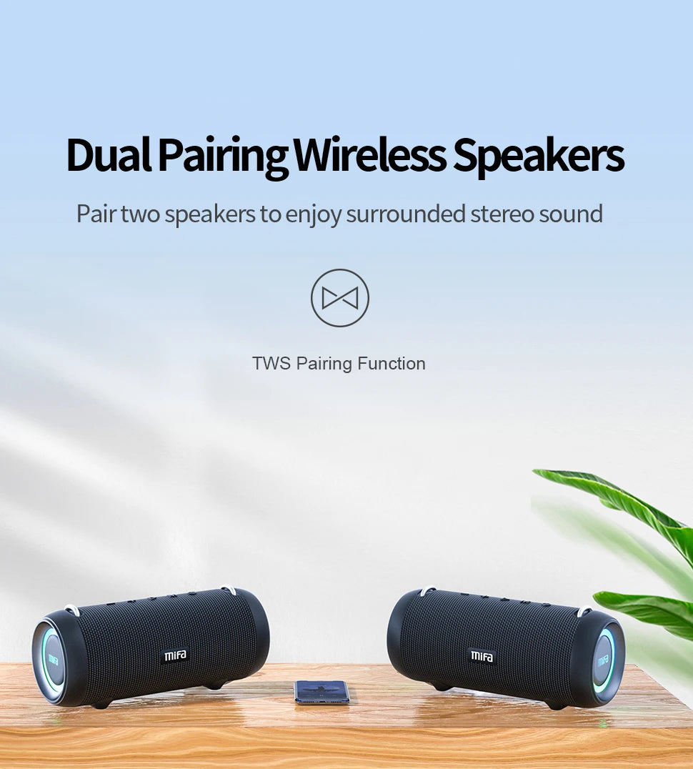 Caixa de som Bluetooth Mifa A90 com potência de saída de 60 W e amplificador classe D, excelente desempenho de graves, caixa de som para camping