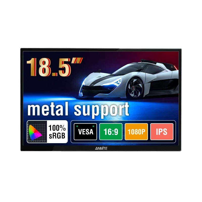 Anmite 18,5 polegadas monitor portátil 1080P 100Hz HDR luz azul baixa para XBox PS4 / 5 Switch telefone celular PC Loptop extensão