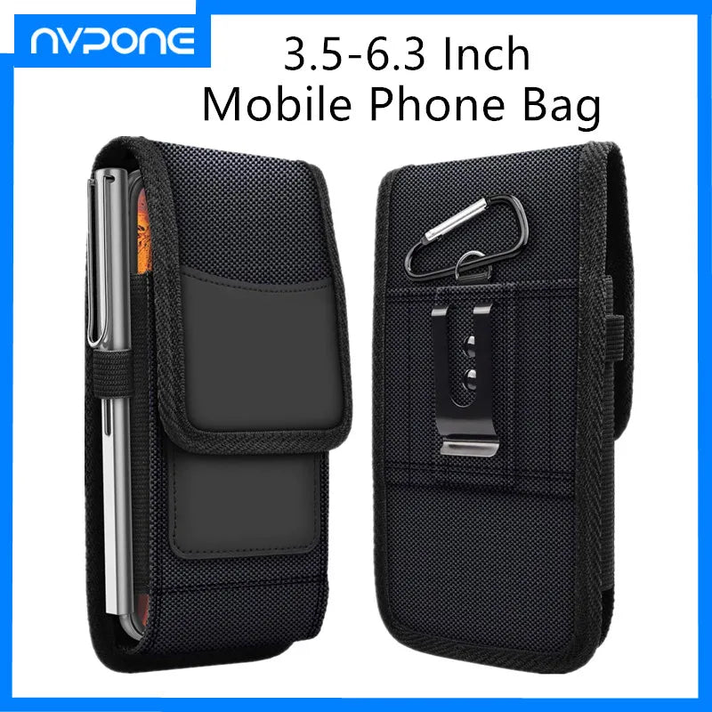 Bolsa para celular com clipe de cinto e capa para celular de 3,5 a 6,3 polegadas, capa Oxford para iPhone 12, 11 Pro SE 2020, 8, 7, 6 Plus, Samsung