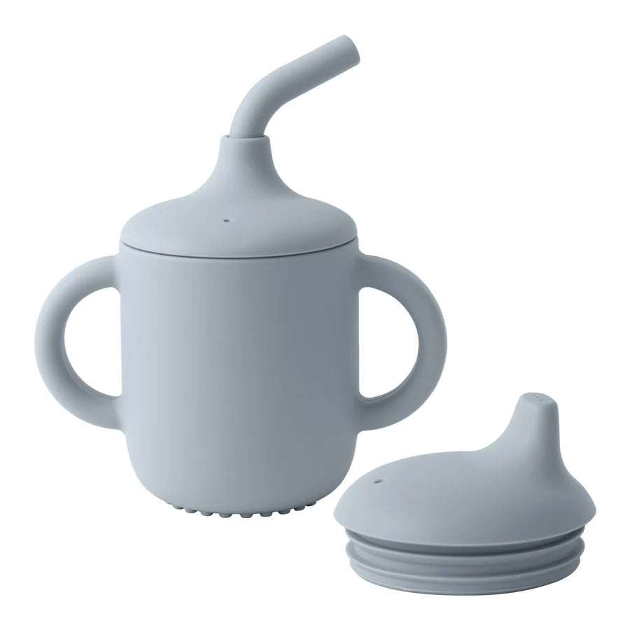 1 peça copo de silicone com duas tampas para bebês, copo portátil sem BPA para armazenamento de lanches, copo de alimentação para crianças aprendendo a beber, coisas de bebê
