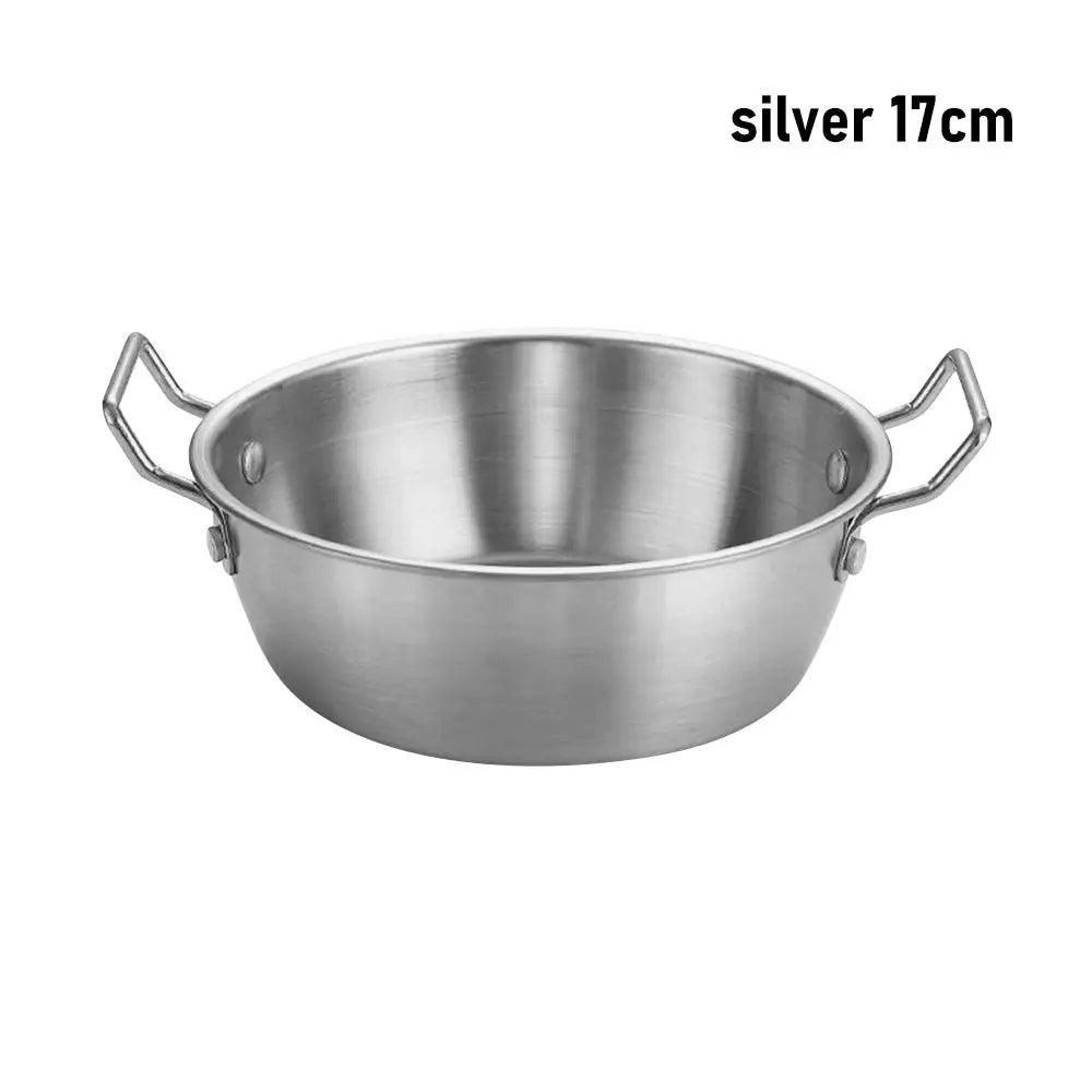 1 peça com alça tigela de aço inoxidável para servir comida cozinha coreana molho tempero prato utensílios de cozinha dourado prata