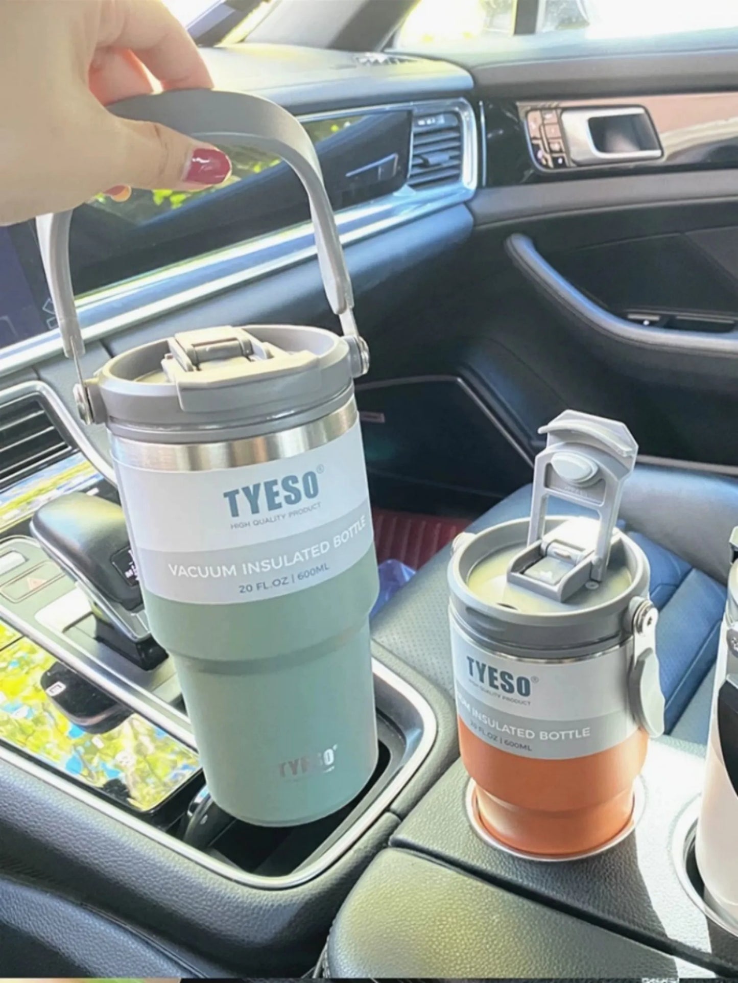 Caneca térmica de aço inoxidável Tyeso Coffee Cup com isolamento duplo para viagem fria e quente, garrafa térmica para carro