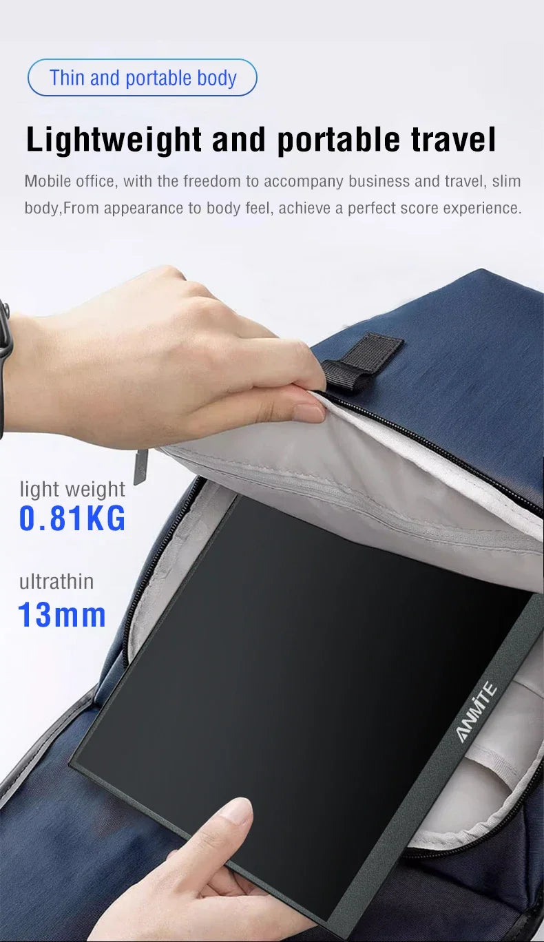 Anmite 16 polegadas 2K monitor portátil 165Hz/130Hz 1600P HDR luz azul baixa para XBox PS4 / 5 Switch telefone celular PC Loptop extensão