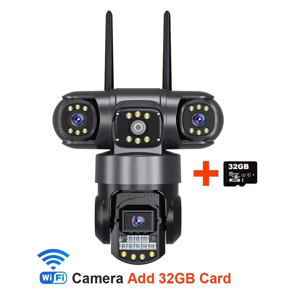 Câmera IP WiFi V380 Pro para ambientes externos, 12 MP, 6K, lentes triplas, telas triplas, monitor de vídeo de segurança, visão noturna, câmeras CCTV à prova d'água