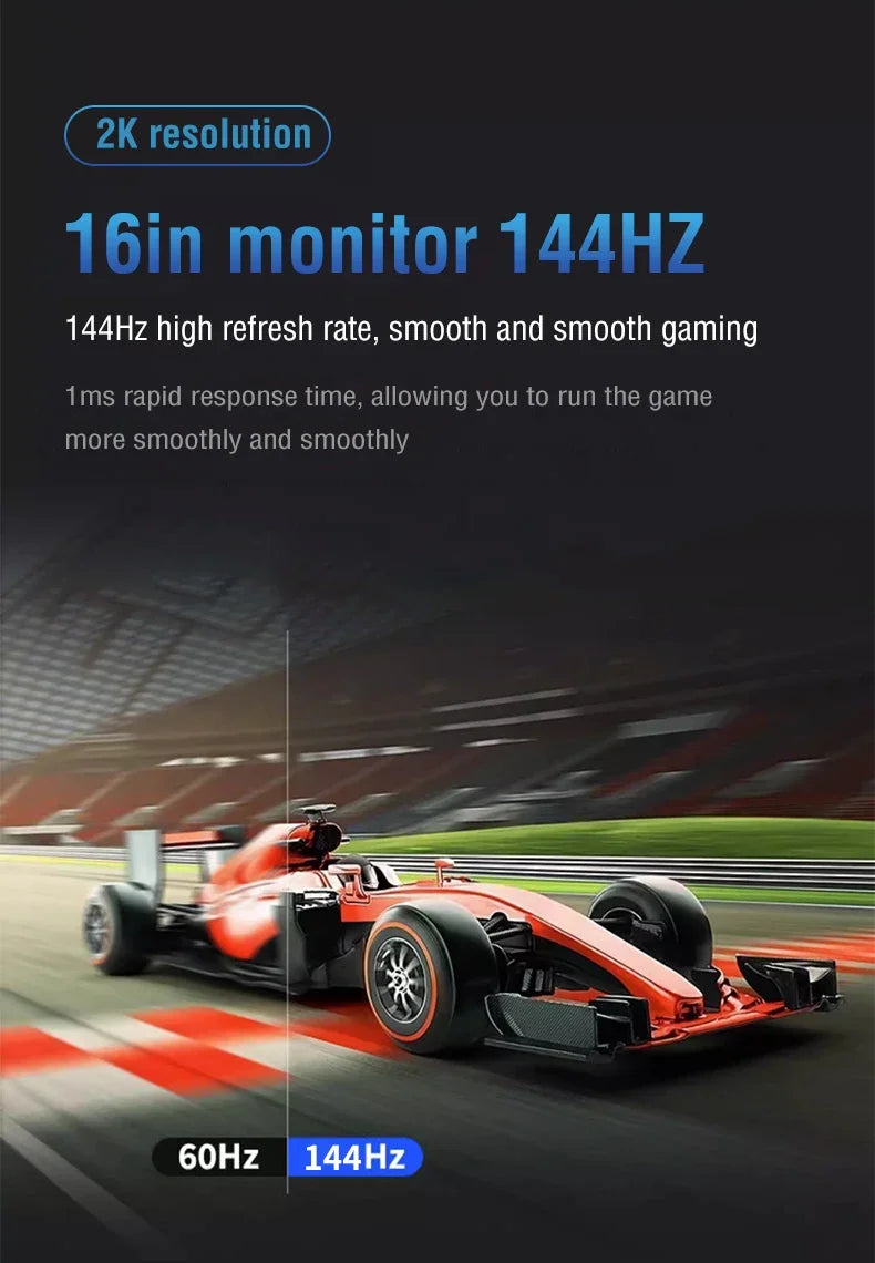 Anmite 16 polegadas 2K monitor portátil 165Hz/130Hz 1600P HDR luz azul baixa para XBox PS4 / 5 Switch telefone celular PC Loptop extensão