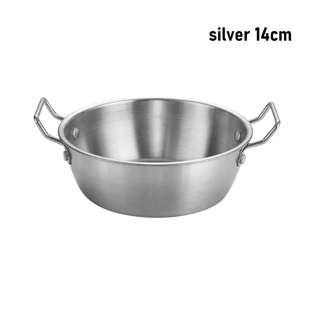 1 peça com alça tigela de aço inoxidável para servir comida cozinha coreana molho tempero prato utensílios de cozinha dourado prata