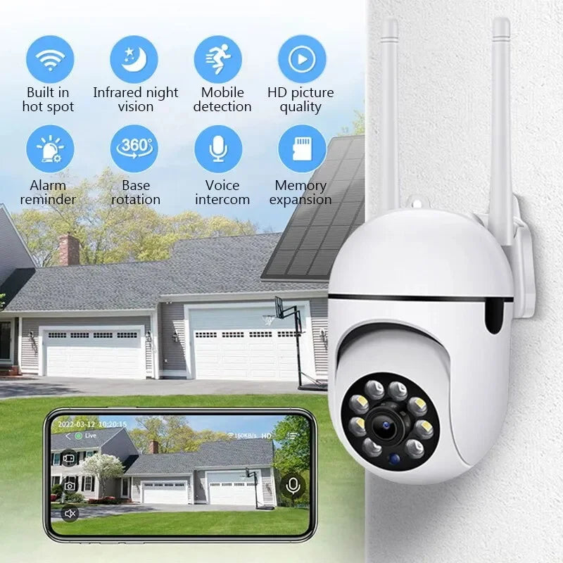 Câmera WiFi 3MP Câmera IP PTZ Colorida Áudio Noturno Câmera de Vigilância Sem Fio Rastreamento Automático de Segurança CCTV