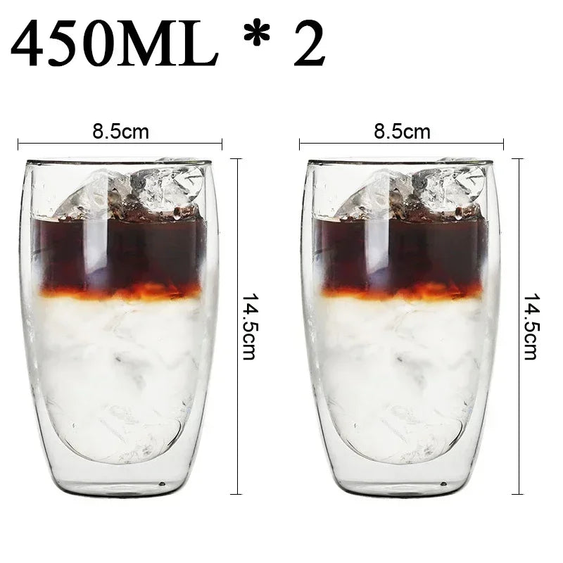Caneca de vidro borossilicato de parede dupla com 2 a 18 peças, resistente ao calor, para chá, leite, suco, café, água, bar, utensílios para bebidas, conjunto criativo para presente