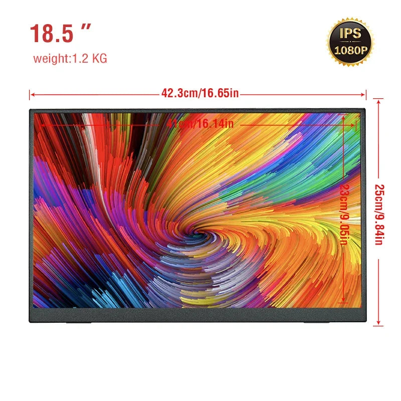 Anmite 18,5 polegadas monitor portátil 1080P 100Hz HDR luz azul baixa para XBox PS4 / 5 Switch telefone celular PC Loptop extensão
