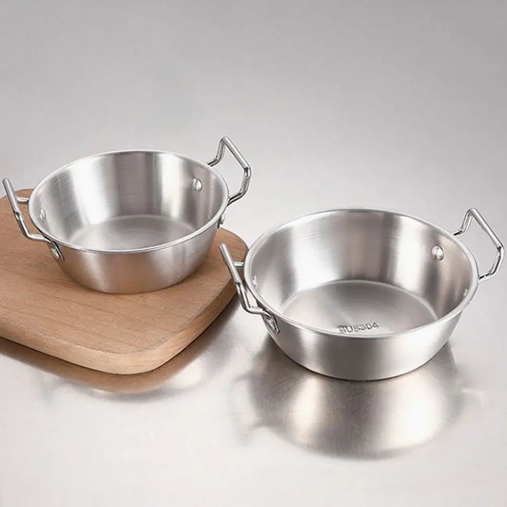 1 peça com alça tigela de aço inoxidável para servir comida cozinha coreana molho tempero prato utensílios de cozinha dourado prata