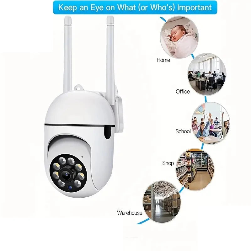 Câmera WiFi 3MP Câmera IP PTZ Colorida Áudio Noturno Câmera de Vigilância Sem Fio Rastreamento Automático de Segurança CCTV