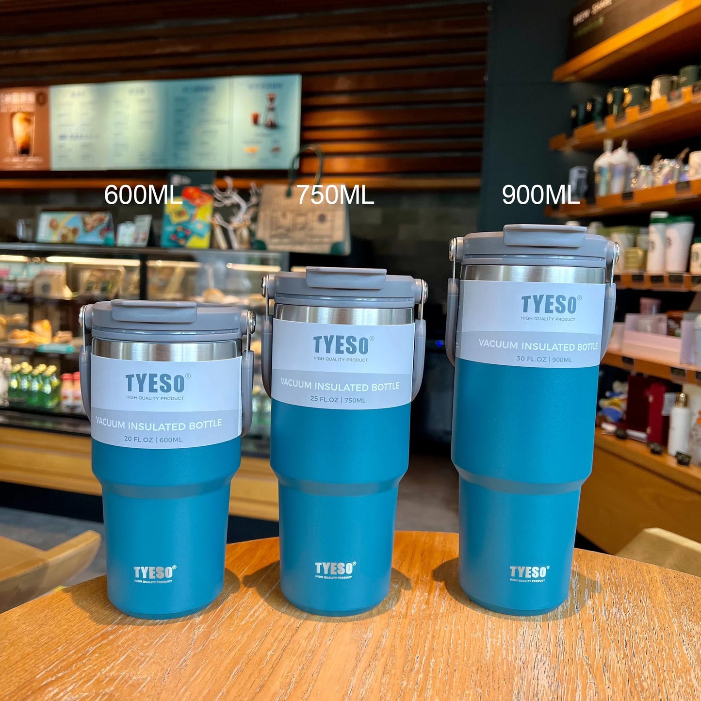 Caneca térmica de aço inoxidável Tyeso Coffee Cup com isolamento duplo para viagem fria e quente, garrafa térmica para carro
