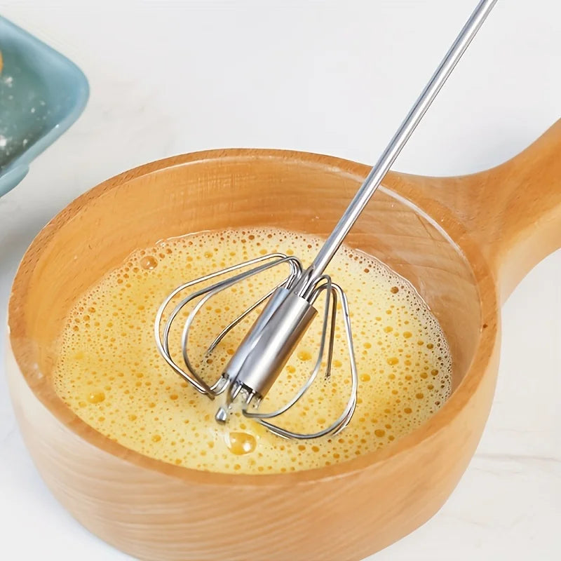 Batedor de ovos de aço inoxidável, misturador semiautomático durável para misturar creme de ovos sem esforço, mexer e bater para assar na cozinha