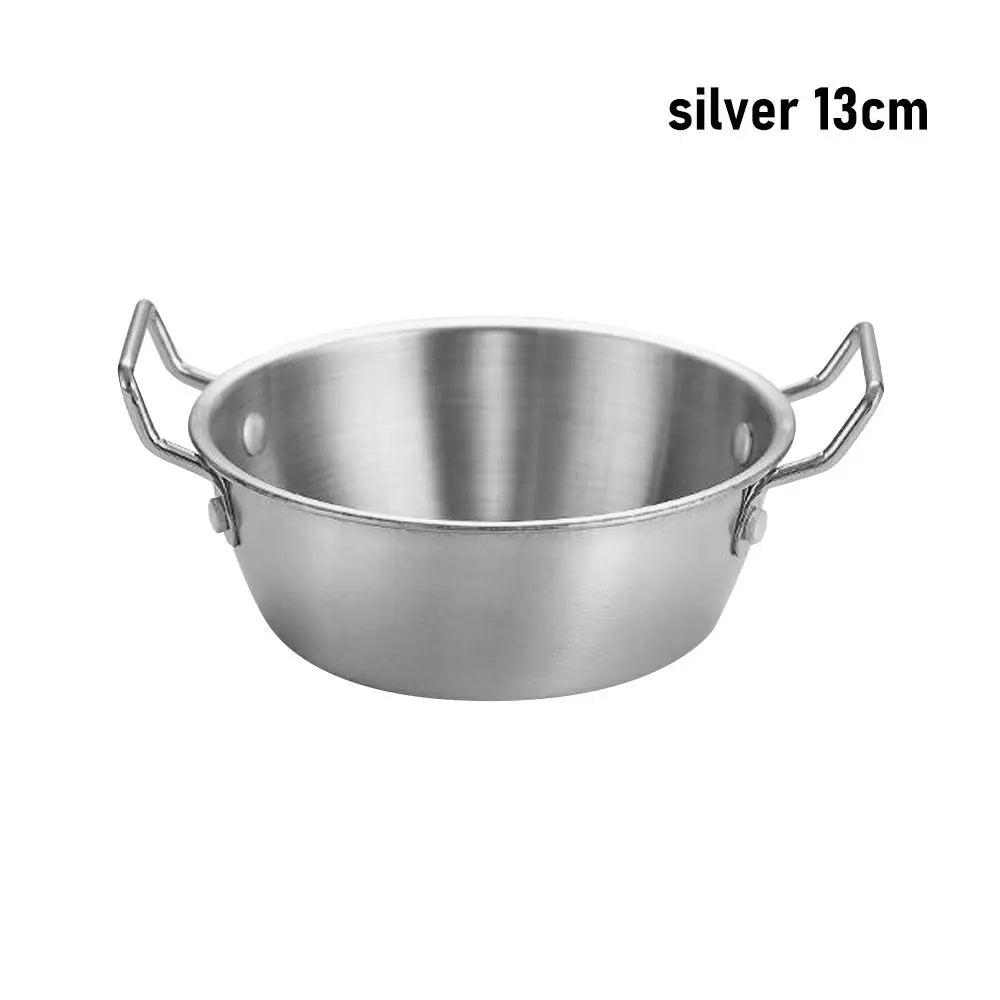 1 peça com alça tigela de aço inoxidável para servir comida cozinha coreana molho tempero prato utensílios de cozinha dourado prata