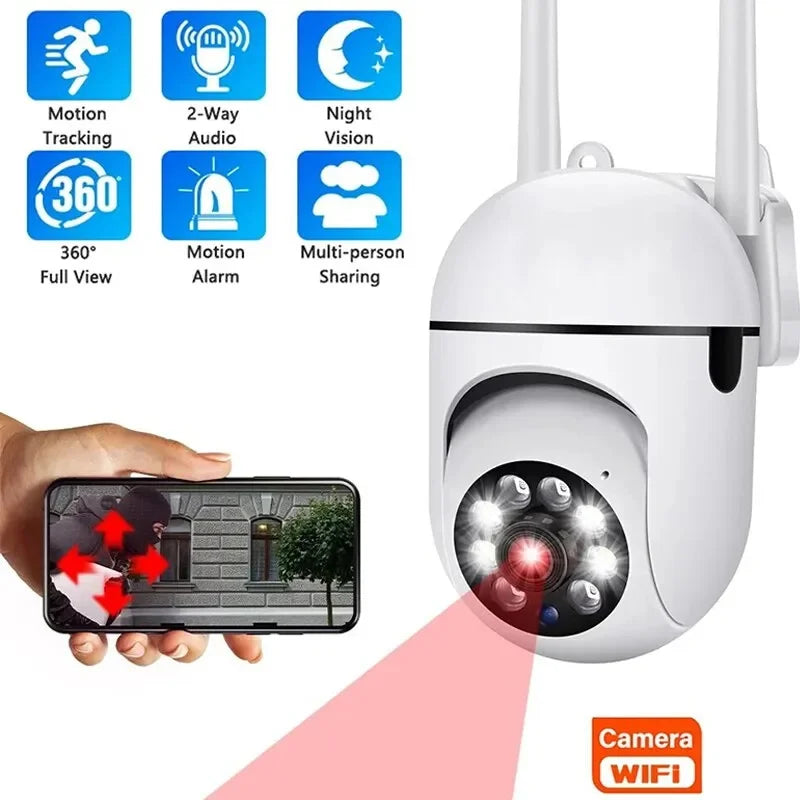 Câmera WiFi 3MP Câmera IP PTZ Colorida Áudio Noturno Câmera de Vigilância Sem Fio Rastreamento Automático de Segurança CCTV
