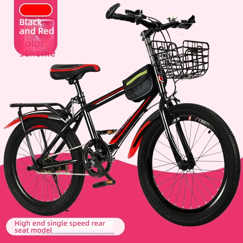 Bicicleta infantil para meninos e meninas, bicicleta de montanha de velocidade única de 18 a 24 polegadas com velocidade variável