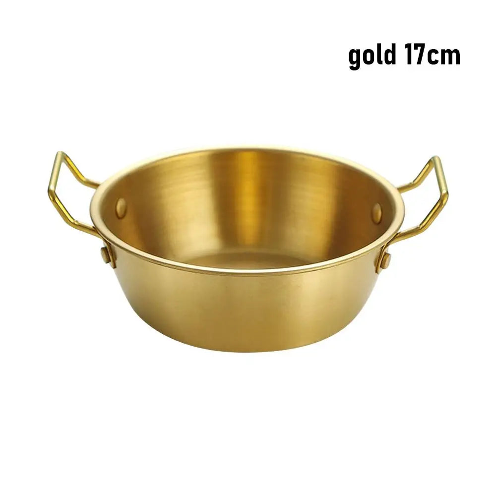 1 peça com alça tigela de aço inoxidável para servir comida cozinha coreana molho tempero prato utensílios de cozinha dourado prata