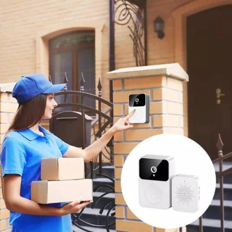 Campainha inteligente sem fio HD inteligente para casa inteligente com câmera de vídeo, veja pelo celular recarregável