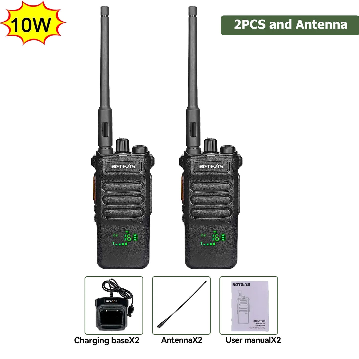 Retevis RT86 Walkie Talkie Rádio bidirecional profissional Walkie Talkie de longo alcance Rádio de comunicação UHF para negócios ao ar livre
