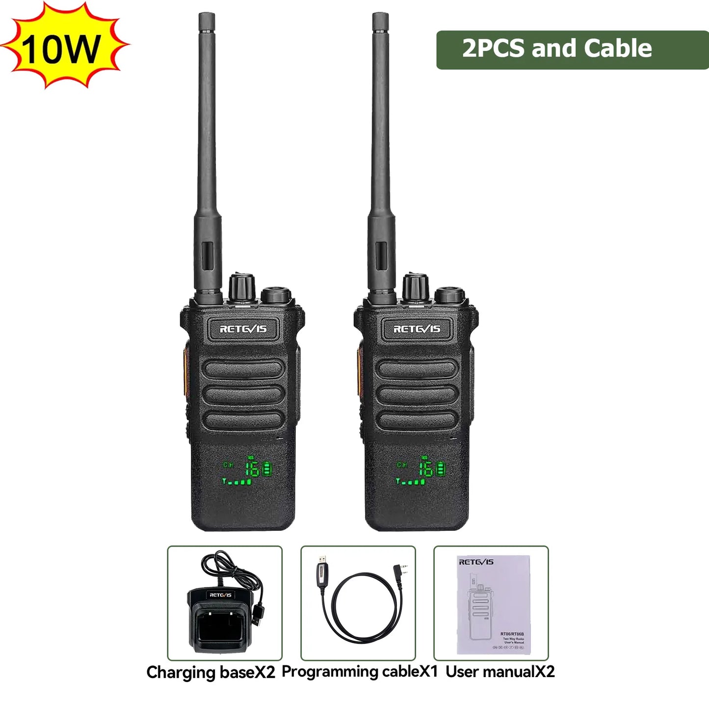 Retevis RT86 Walkie Talkie Rádio bidirecional profissional Walkie Talkie de longo alcance Rádio de comunicação UHF para negócios ao ar livre
