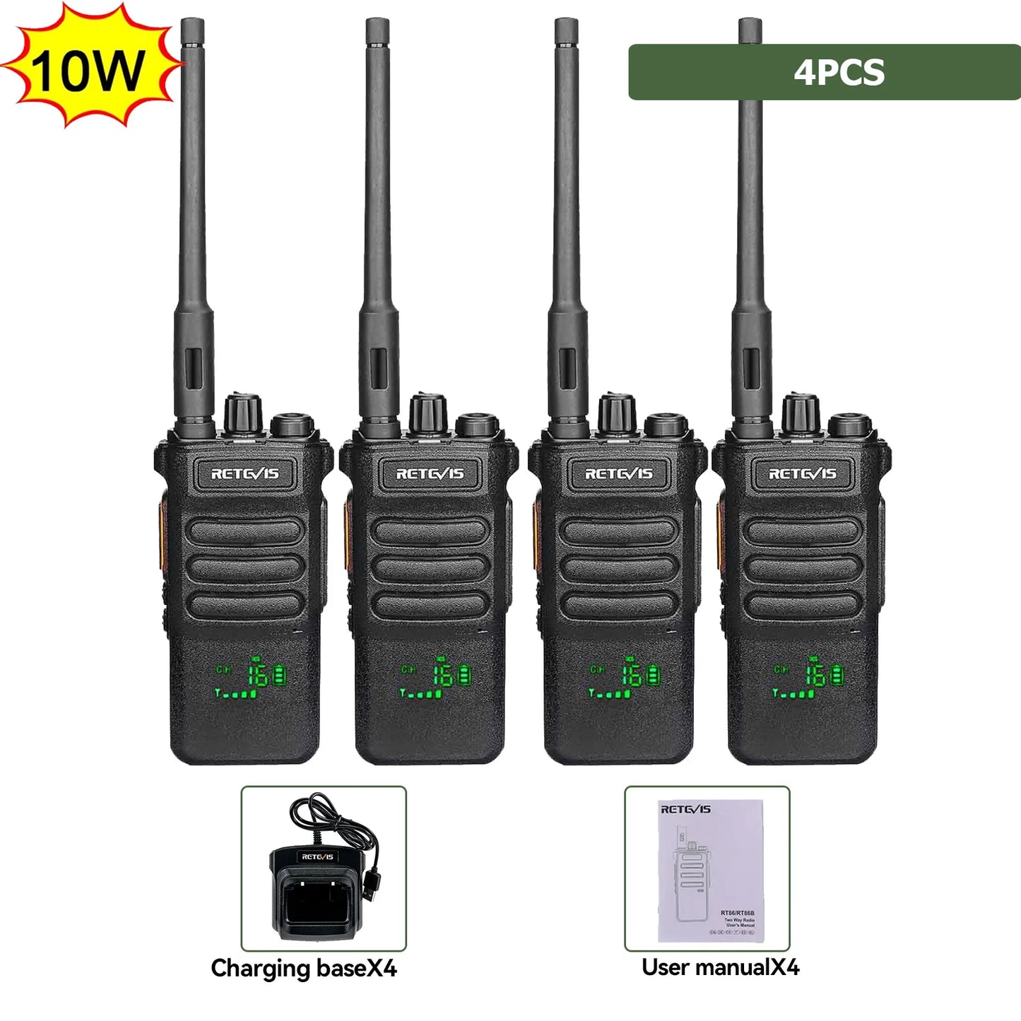 Retevis RT86 Walkie Talkie Rádio bidirecional profissional Walkie Talkie de longo alcance Rádio de comunicação UHF para negócios ao ar livre