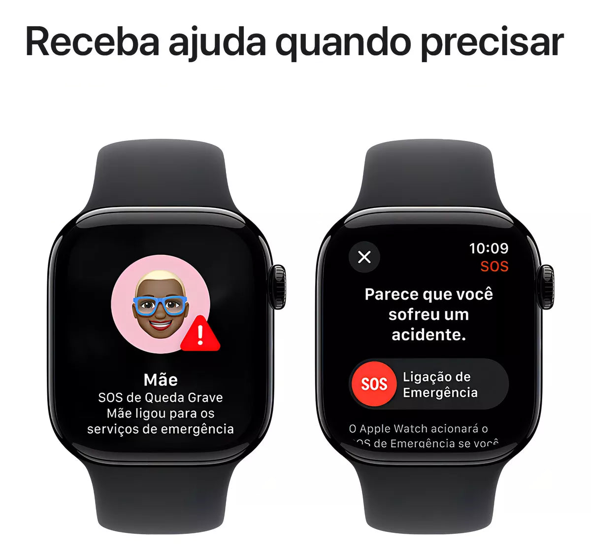 Apple Watch Series 10 GPS • Caixa preta brilhante de alumínio – 42 mm • Pulseira esportiva preta – P/M