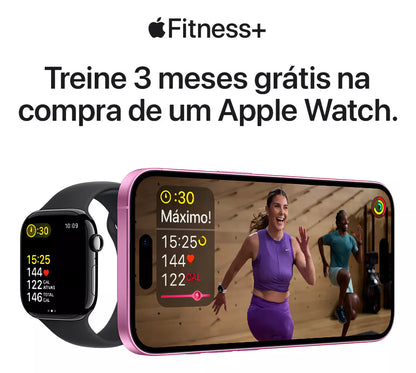 Apple Watch Series 10 GPS • Caixa preta brilhante de alumínio – 42 mm • Pulseira esportiva preta – P/M