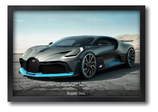 Quadro Carro Esportivo Bugatti Divo Com Moldura A1 84x60 Cm