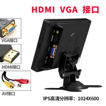 7 polegadas IPS Display Portátil HD 1024x600 Tela AV CCTV Monitor Para Raspberry Pi Compatível com HDMI VGA D-SUB Câmera de Reversão