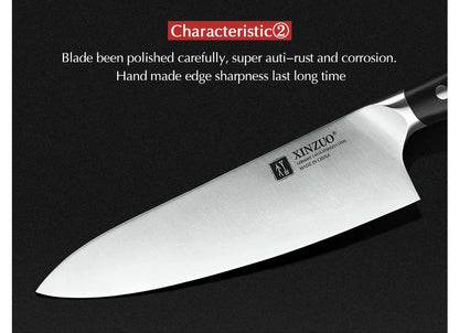 XINZUO Faca de Chef de 8,5'' de Alto Carbono DIN 1.4116 Facas de Cozinha Alemãs de Aço Inoxidável para Fatiar, Utensílios para Carne com Cabo de Ébano