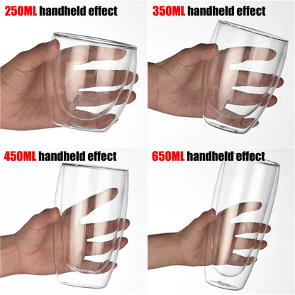 Caneca de vidro borossilicato de parede dupla com 2 a 18 peças, resistente ao calor, para chá, leite, suco, café, água, bar, utensílios para bebidas, conjunto criativo para presente