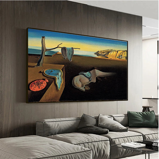 Salvador Dalí A Persistência da Memória Relógios Pintura em Tela Surreal Pôster Arte de Parede Imagens para Sala de Estar Decoração de Casa