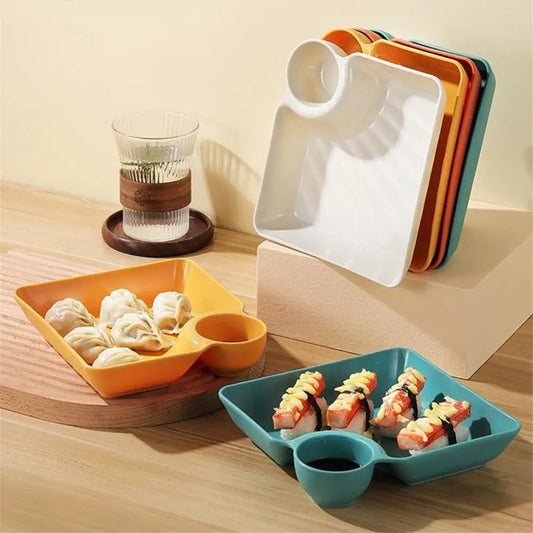 Bandeja separada para sushi, prato de vinagre, utensílios de mesa japoneses, acessórios de cozinha quadrados para uso doméstico, talheres, bandeja para lanches