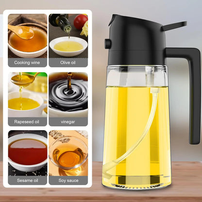1-2 peças 2 em 1 dispensador de azeite de oliva garrafa 500ml pulverizador de óleo de plástico tanque de spray de óleo de cozinha churrasco cozimento piquenique utensílios de cozinha para casa