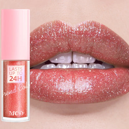 18 cores glitter 1 peça gloss labial de longa duração batom líquido à prova d'água maquiagem óleo labial tonalidade labial bálsamo labial hidratante