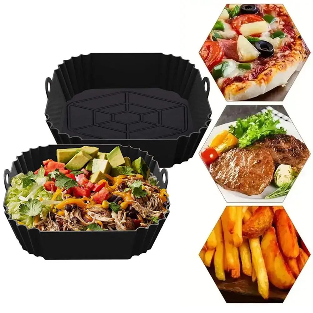 1 peça de revestimentos de silicone para fritadeira a ar, revestimentos quadrados reutilizáveis para fritadeira a ar, acessórios de substituição para revestimentos de pergaminho para fritadeira a ar
