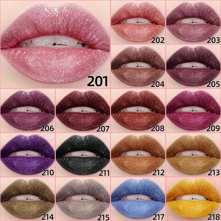 18 cores glitter 1 peça gloss labial de longa duração batom líquido à prova d'água maquiagem óleo labial tonalidade labial bálsamo labial hidratante