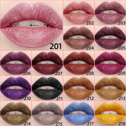 18 cores glitter 1 peça gloss labial de longa duração batom líquido à prova d'água maquiagem óleo labial tonalidade labial bálsamo labial hidratante