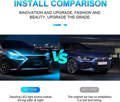 1 peça fita de LED dinâmica para capô de carro, guia universal para capô do motor, barra de luz decorativa, faróis automotivos, luz de circulação