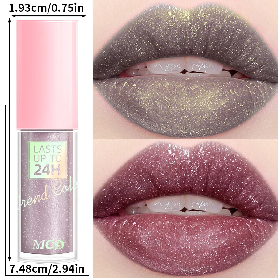 18 cores glitter 1 peça gloss labial de longa duração batom líquido à prova d'água maquiagem óleo labial tonalidade labial bálsamo labial hidratante
