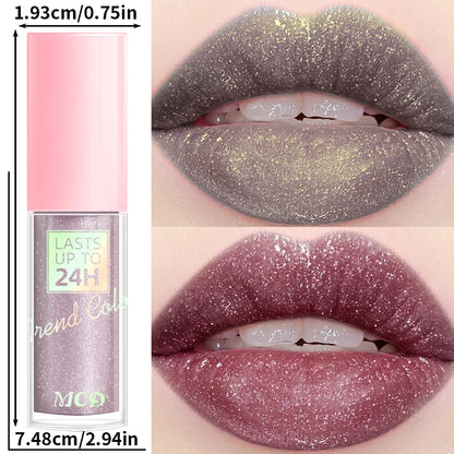 18 cores glitter 1 peça gloss labial de longa duração batom líquido à prova d'água maquiagem óleo labial tonalidade labial bálsamo labial hidratante