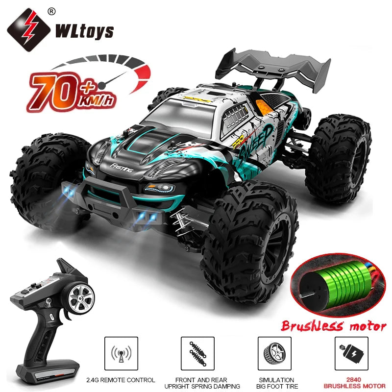 1:16 70 km/h ou 50 km/h 4WD RC Carro com controle remoto LED Carros de alta velocidade Drift Monster 4x4 Truck para crianças vs Wltoys 144001 Brinquedos