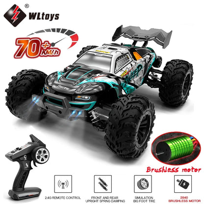 1:16 70 km/h ou 50 km/h 4WD RC Carro com controle remoto LED Carros de alta velocidade Drift Monster 4x4 Truck para crianças vs Wltoys 144001 Brinquedos