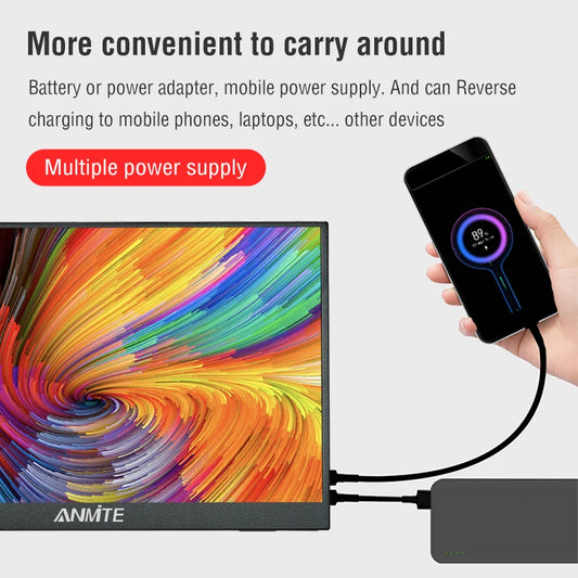 Anmite 15,6 polegadas 4K monitor portátil 3840 * 2160 HDR luz azul baixa para XBox PS4 / 5 Switch telefone celular PC Loptop extensão