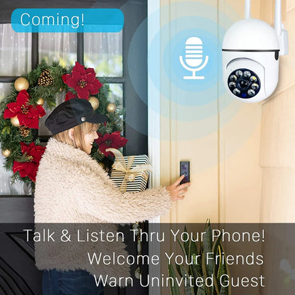 Câmera WiFi 3MP Câmera IP PTZ Colorida Áudio Noturno Câmera de Vigilância Sem Fio Rastreamento Automático de Segurança CCTV