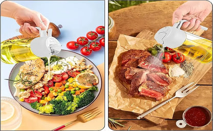 1-2 peças 2 em 1 dispensador de azeite de oliva garrafa 500ml pulverizador de óleo de plástico tanque de spray de óleo de cozinha churrasco cozimento piquenique utensílios de cozinha para casa