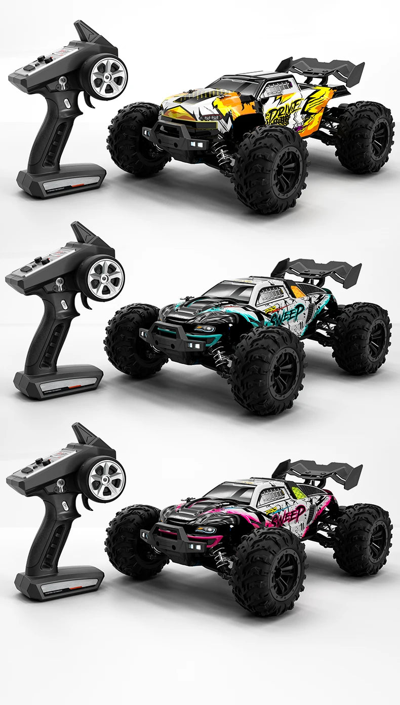 1:16 70 km/h ou 50 km/h 4WD RC Carro com controle remoto LED Carros de alta velocidade Drift Monster 4x4 Truck para crianças vs Wltoys 144001 Brinquedos