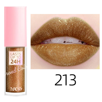 18 cores glitter 1 peça gloss labial de longa duração batom líquido à prova d'água maquiagem óleo labial tonalidade labial bálsamo labial hidratante