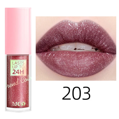 18 cores glitter 1 peça gloss labial de longa duração batom líquido à prova d'água maquiagem óleo labial tonalidade labial bálsamo labial hidratante