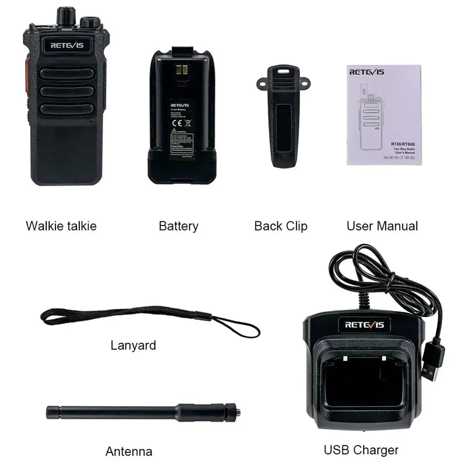Retevis RT86 Walkie Talkie Rádio bidirecional profissional Walkie Talkie de longo alcance Rádio de comunicação UHF para negócios ao ar livre